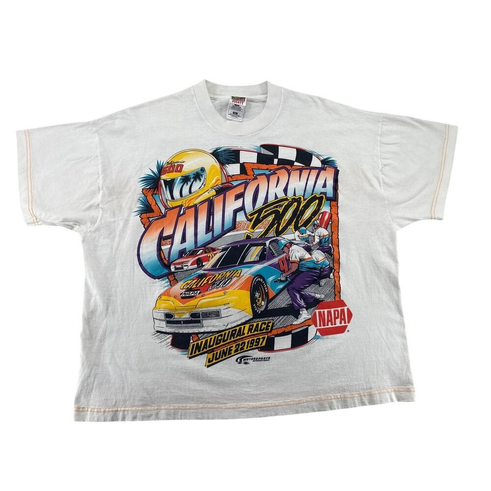 Vintage 1997 California 500 NASCAR T Shirt XXL Double Sided Racing NAPA Boxy Fit